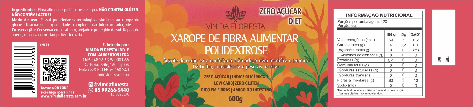 Xarope de Fibra Alimentar Polidextrose 600g 2 Xarope de Fibra Alimentar Polidextrose 600g - Imagem 2