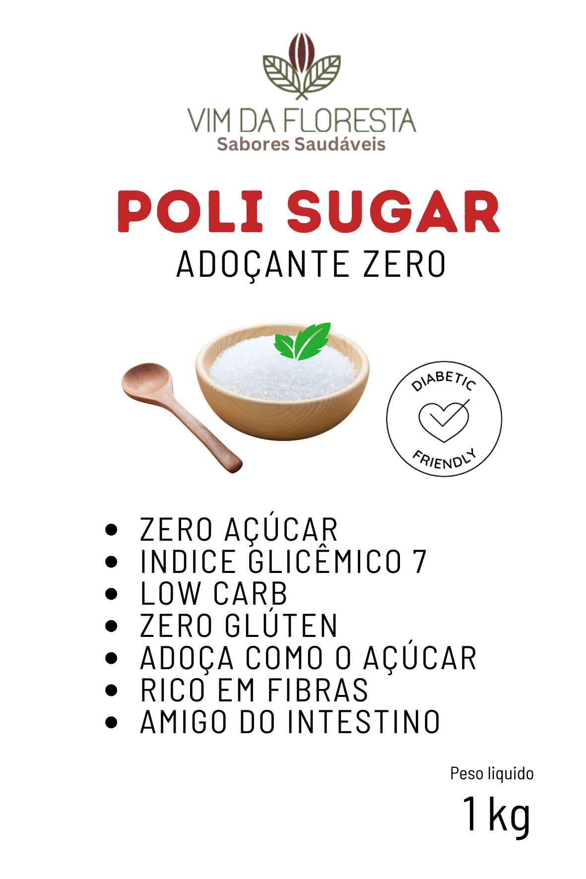 POLI SUGAR zero açúcar 1 Kg 3 POLI SUGAR zero açúcar 1 Kg - Imagem 3